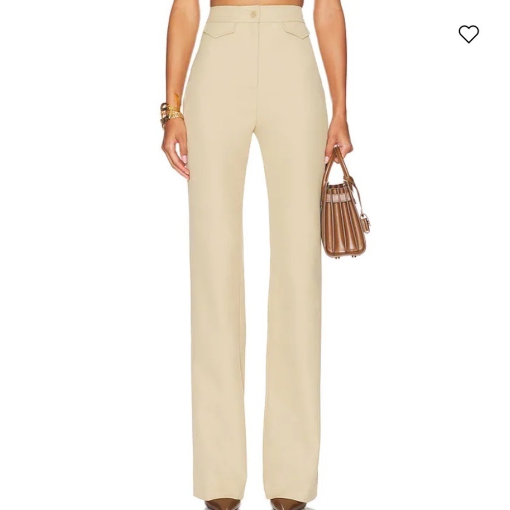 NWT Helsa The Kick Flare Suit Pants Pocket High Waist Trousers Camel Beige Tan
